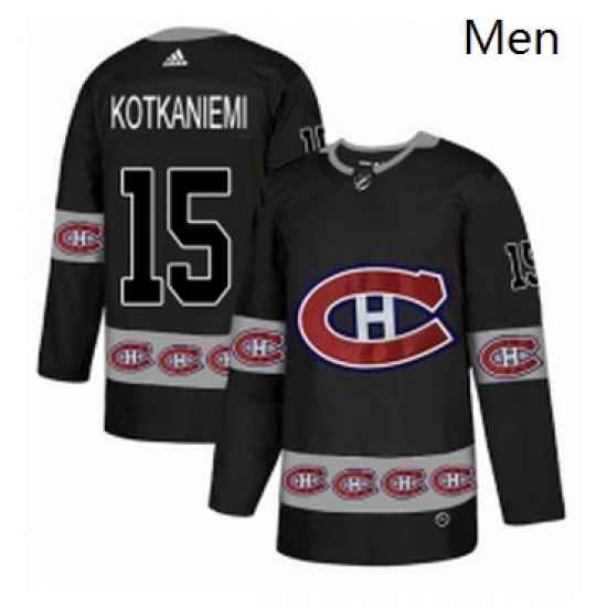 Mens Adidas Montreal Canadiens 15 Jesperi Kotkaniemi Authentic Black Team Logo Fashion NHL Jersey